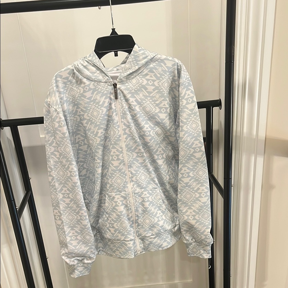 Patterned Zip-Up Hoodie